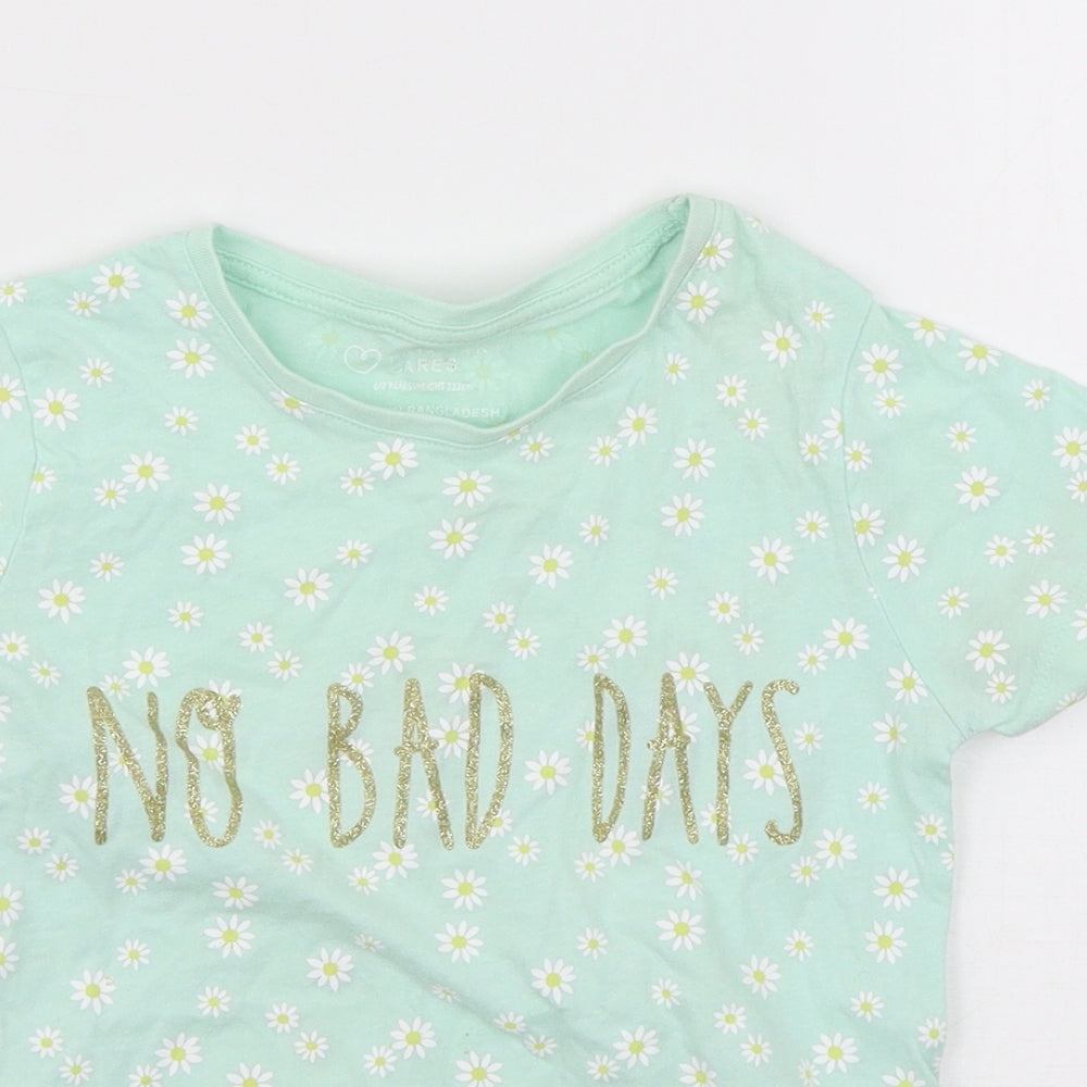 Primark Girls Blue Floral  Basic T-Shirt Size 6-7 Years