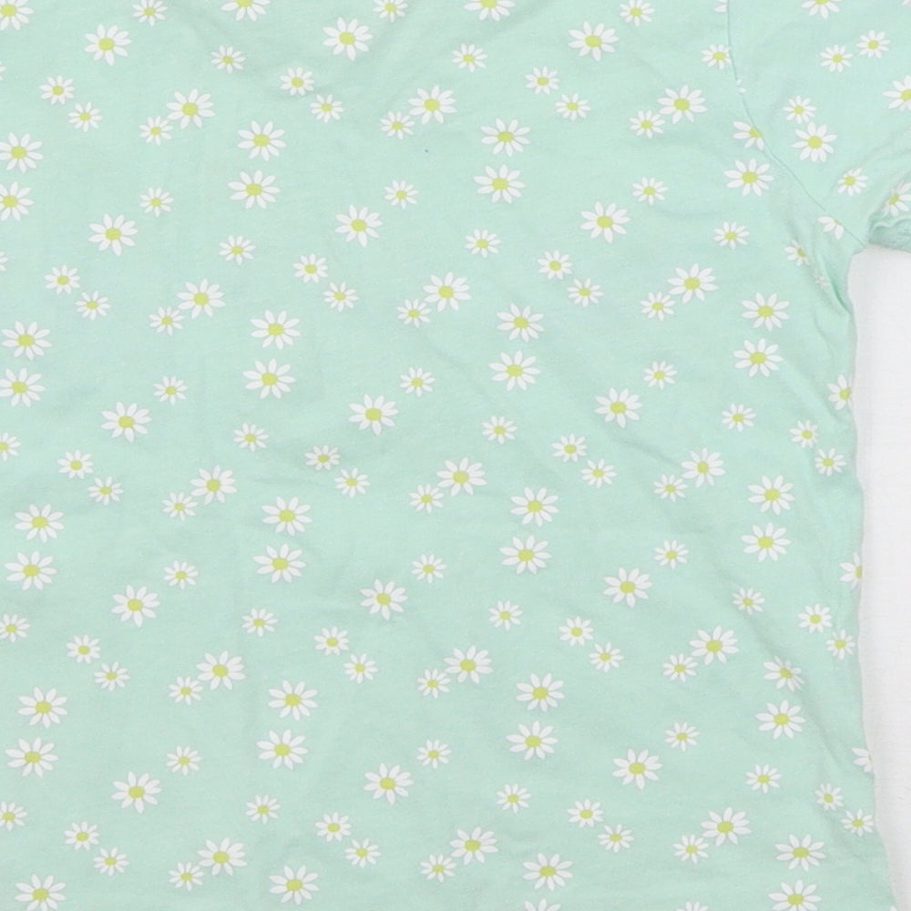Primark Girls Blue Floral  Basic T-Shirt Size 6-7 Years