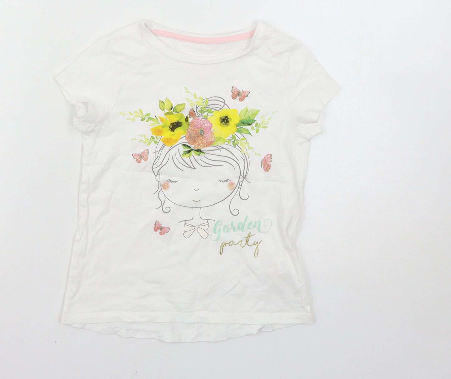 F&F Girls White   Basic T-Shirt Size 5-6 Years
