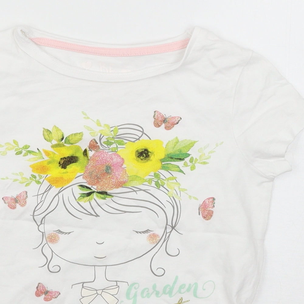 F&F Girls White   Basic T-Shirt Size 5-6 Years