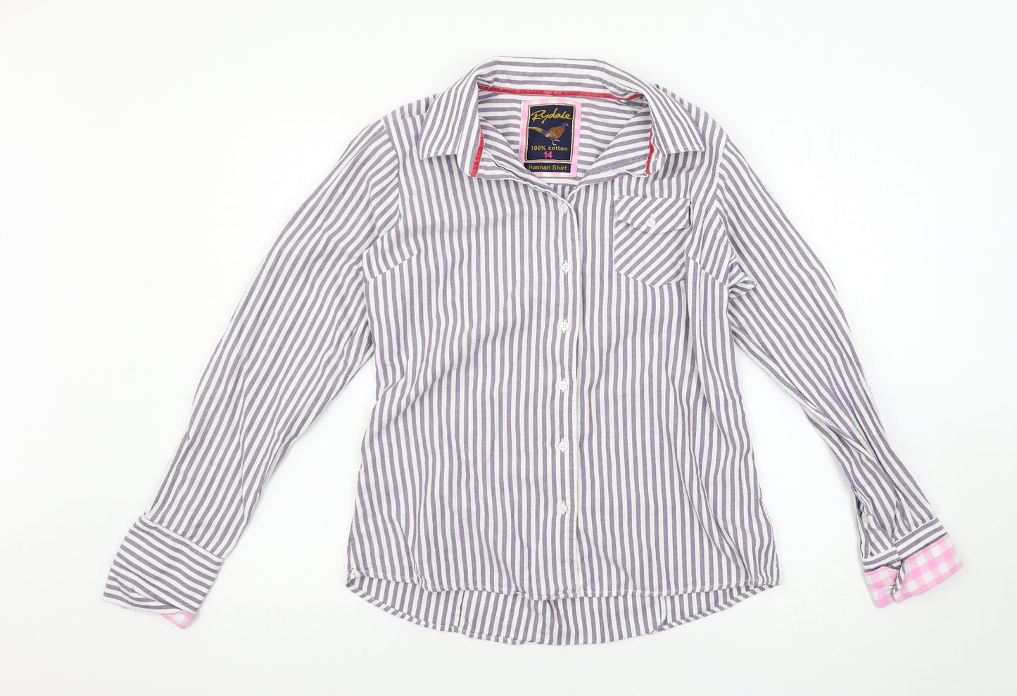 Rydale Womens Purple Striped  Basic Blouse Size 14
