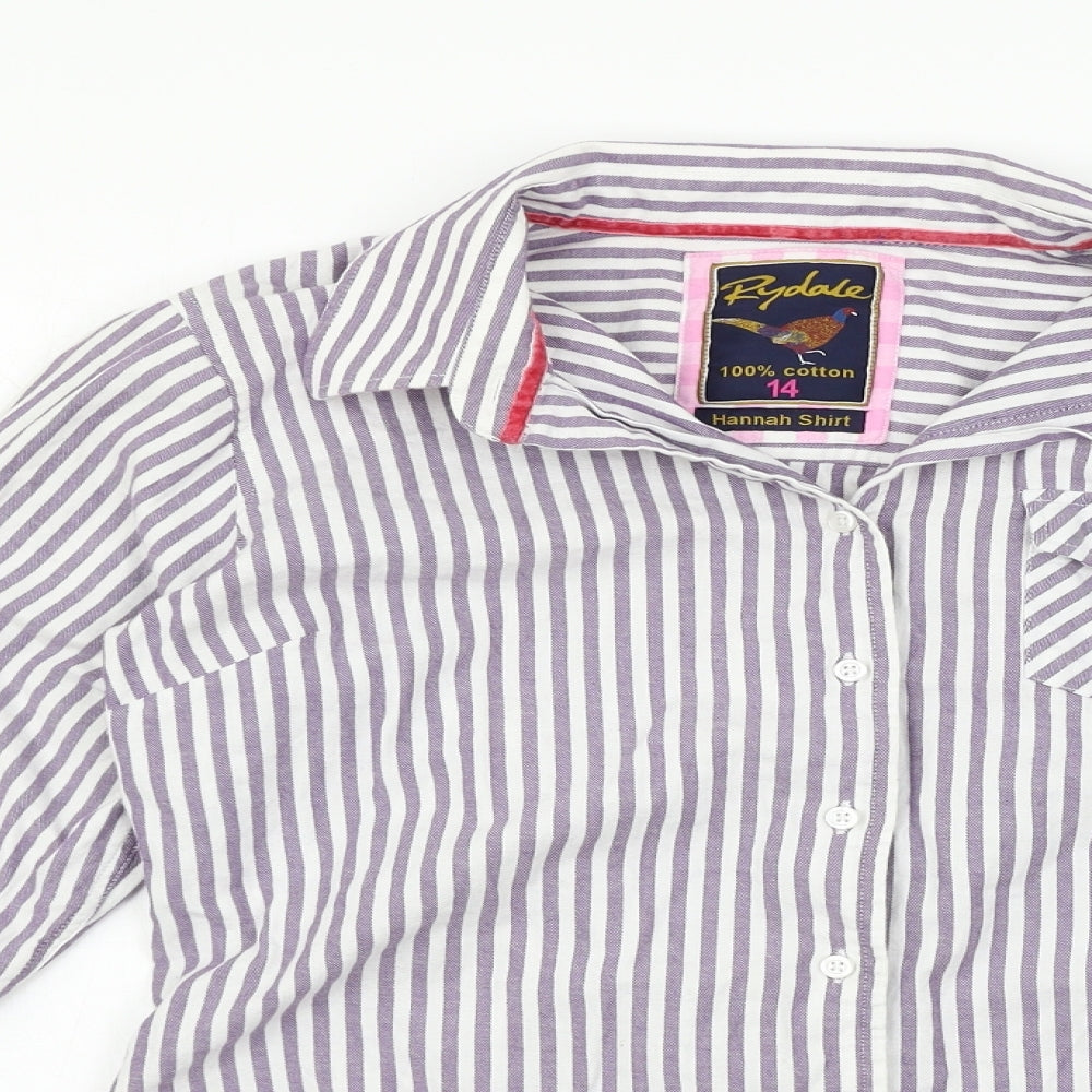 Rydale Womens Purple Striped  Basic Blouse Size 14