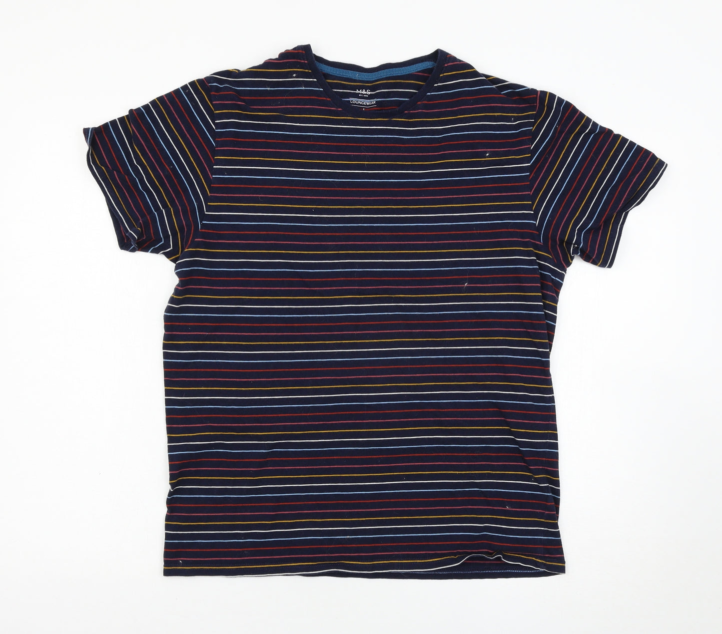 Marks and Spencer Mens Multicoloured Striped   T-Shirt Size S