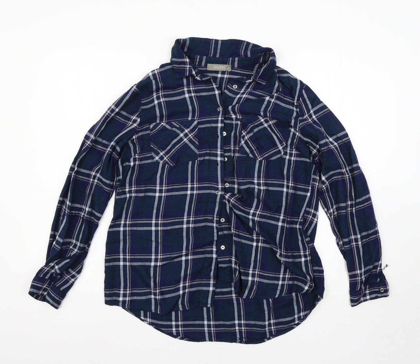 Oasis Womens Black Check  Basic Button-Up Size 12