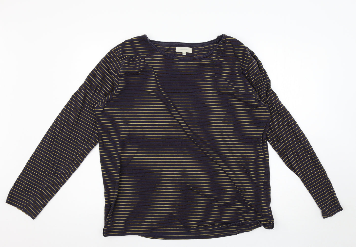 River Island Womens Blue Striped  Basic T-Shirt Size XL