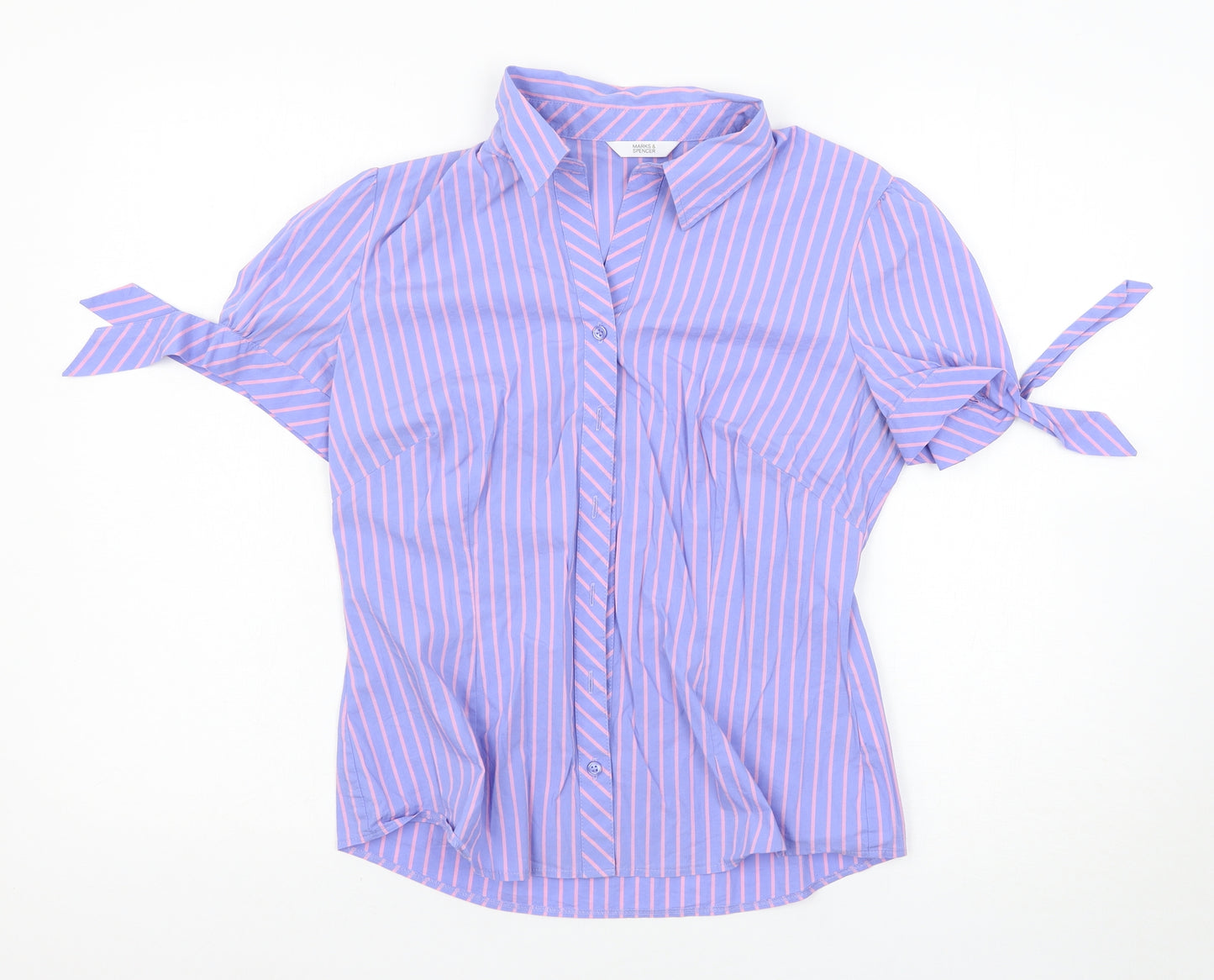 Marks and Spencer Womens Purple Striped  Basic Blouse Size 12
