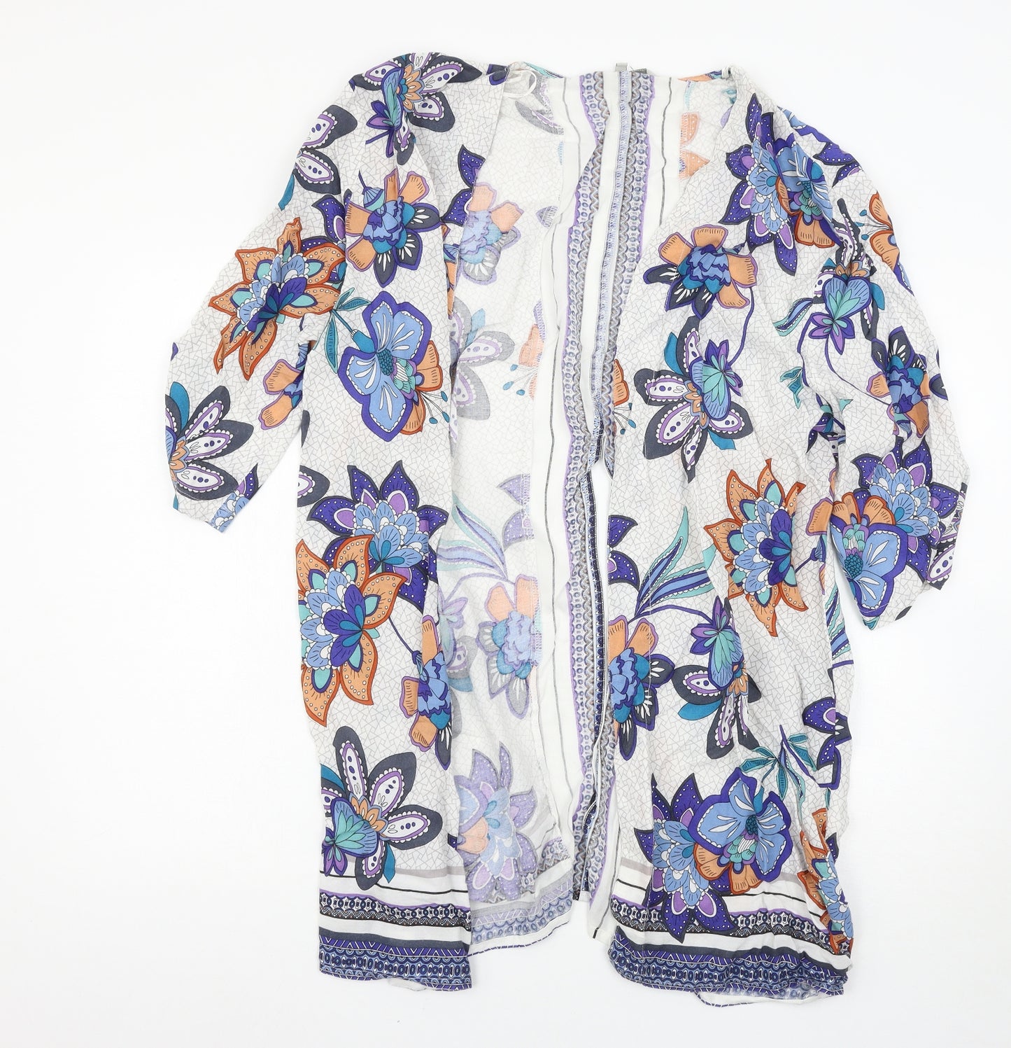 Peacocks Womens Multicoloured Floral  Kimono Blouse Size 14
