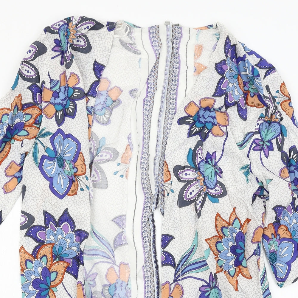 Peacocks Womens Multicoloured Floral  Kimono Blouse Size 14
