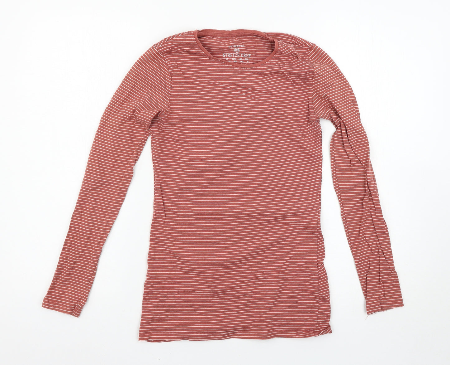 Primark Womens Pink Striped  Basic T-Shirt Size 2XS