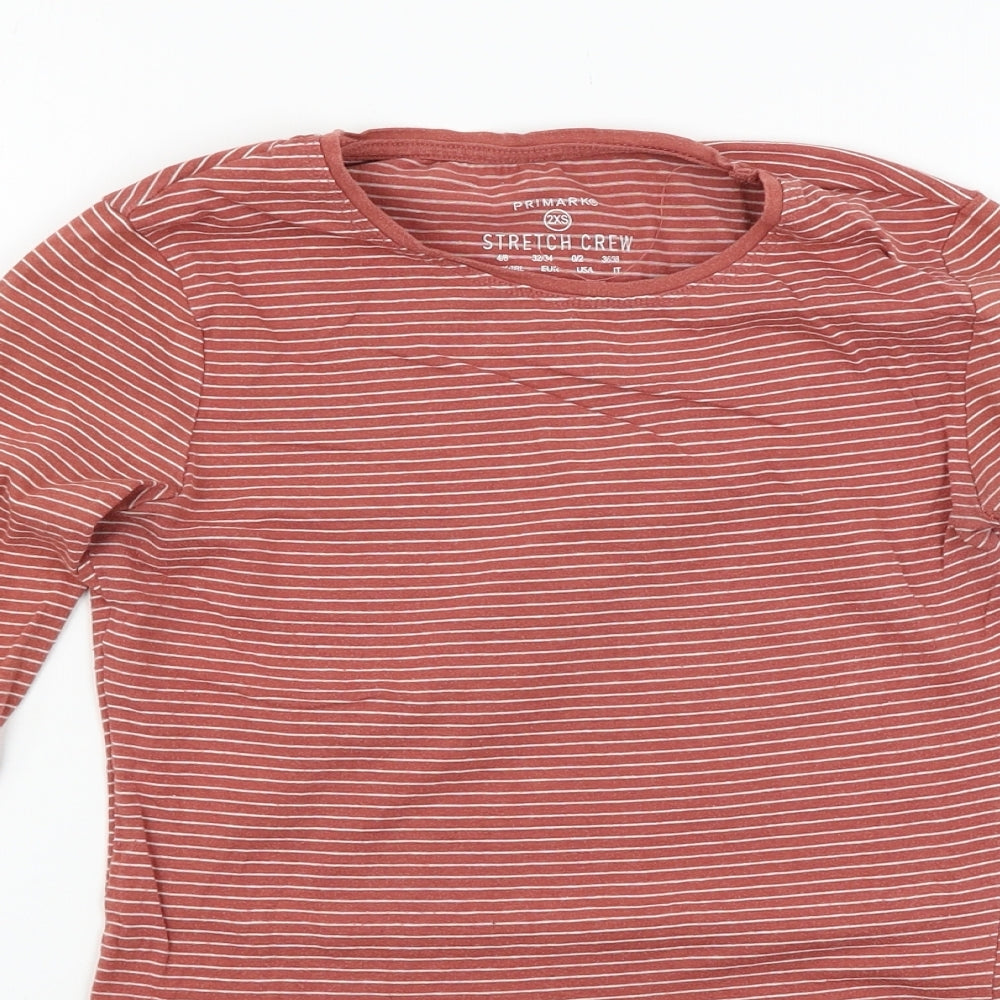 Primark Womens Pink Striped  Basic T-Shirt Size 2XS