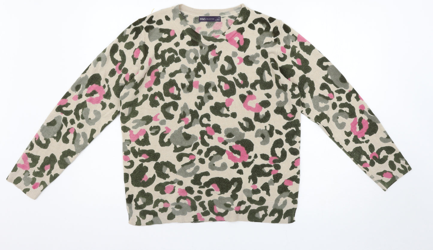 Marks and Spencer Womens Multicoloured Animal Print  Pullover Jumper Size 14