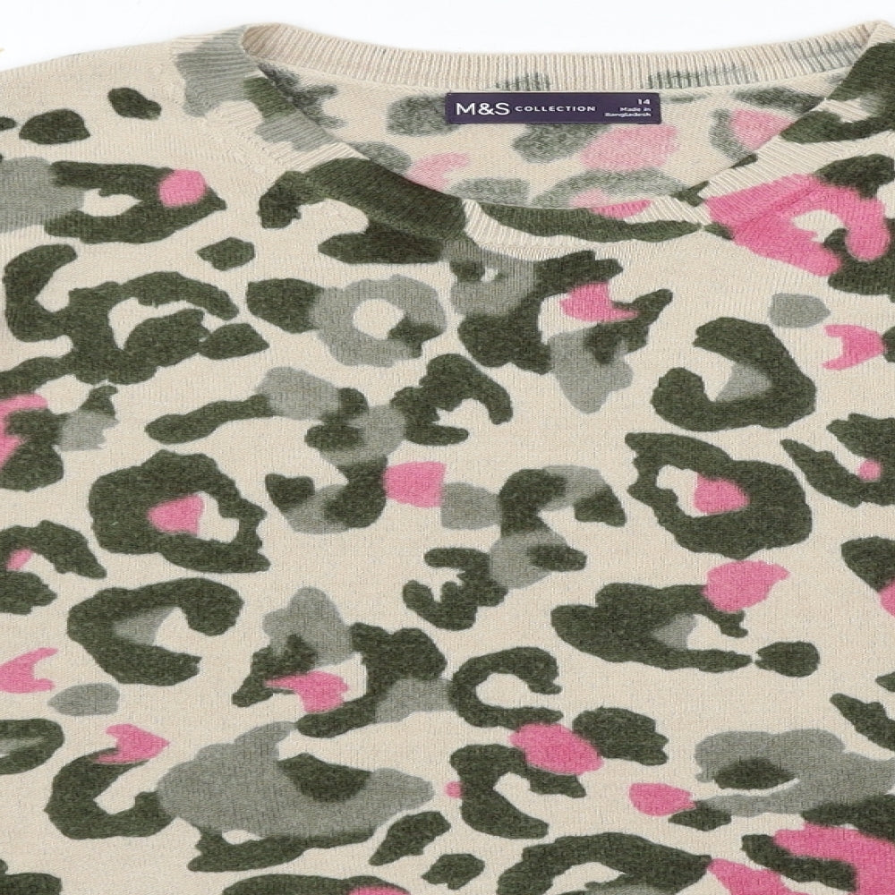 Marks and Spencer Womens Multicoloured Animal Print  Pullover Jumper Size 14