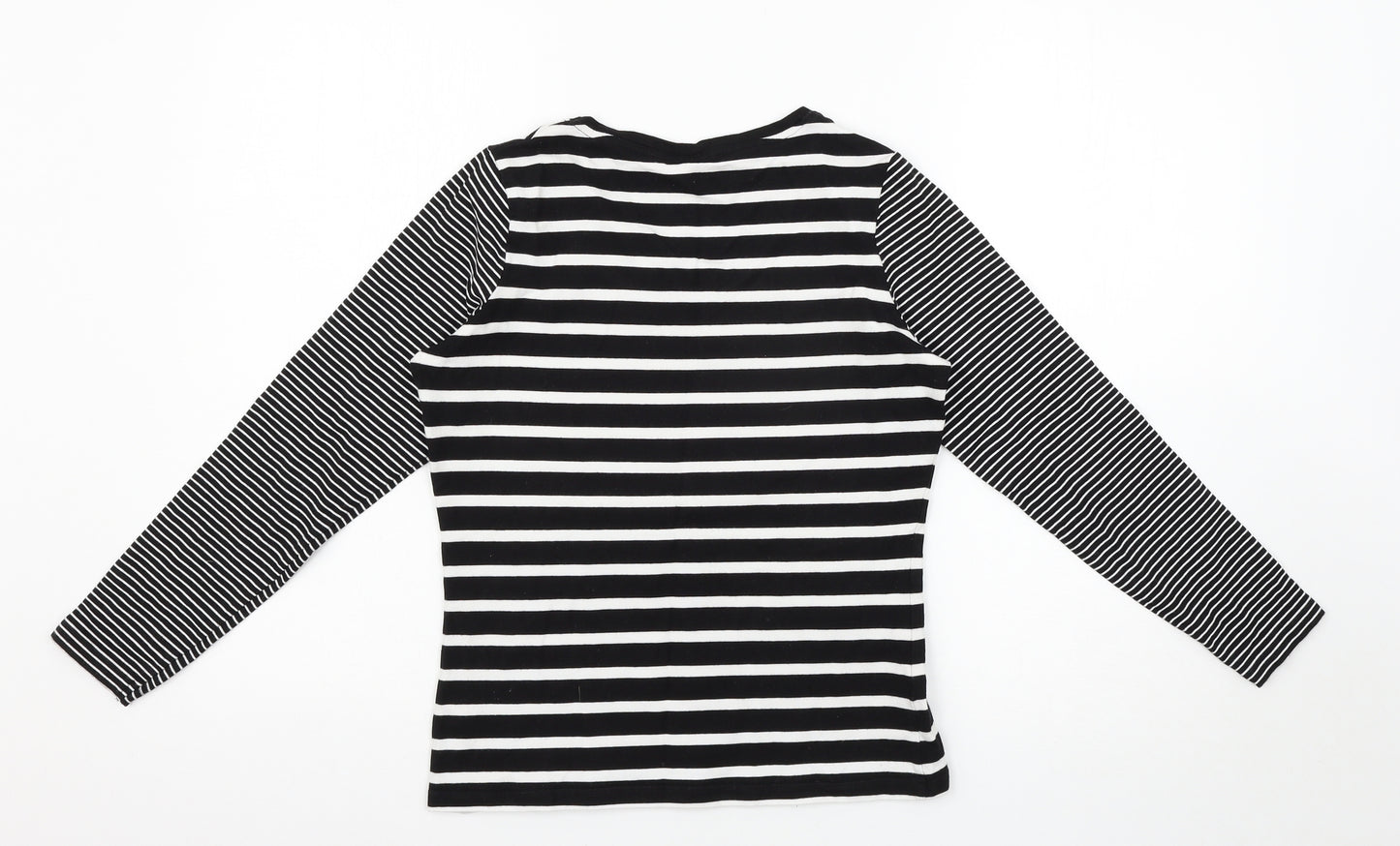 TU Womens Black Striped  Basic T-Shirt Size 14