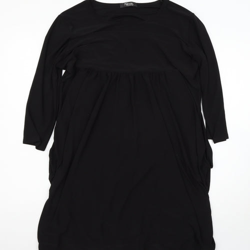 Nicole Womens Black Houndstooth  T-Shirt Dress  Size L