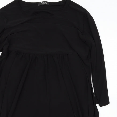 Nicole Womens Black Houndstooth  T-Shirt Dress  Size L