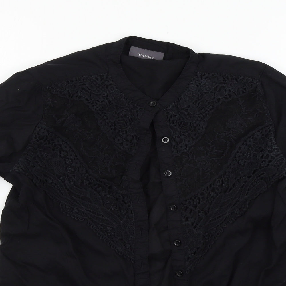 Yessica Womens Black   Basic Button-Up Size 6