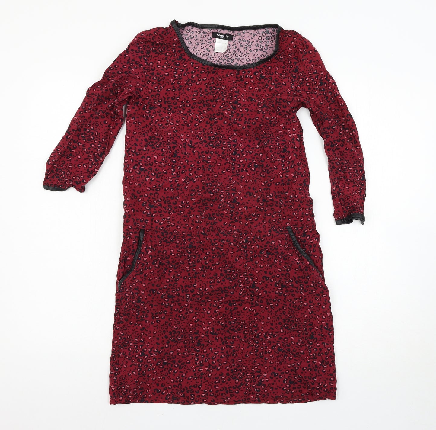 Le Redoute Womens Red Animal Print  T-Shirt Dress  Size 6