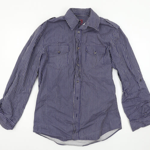 Burton Mens Black Striped   Button-Up Size S