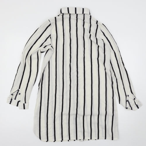 Parisian Collection Womens White Striped  Shirt Dress  Size 8