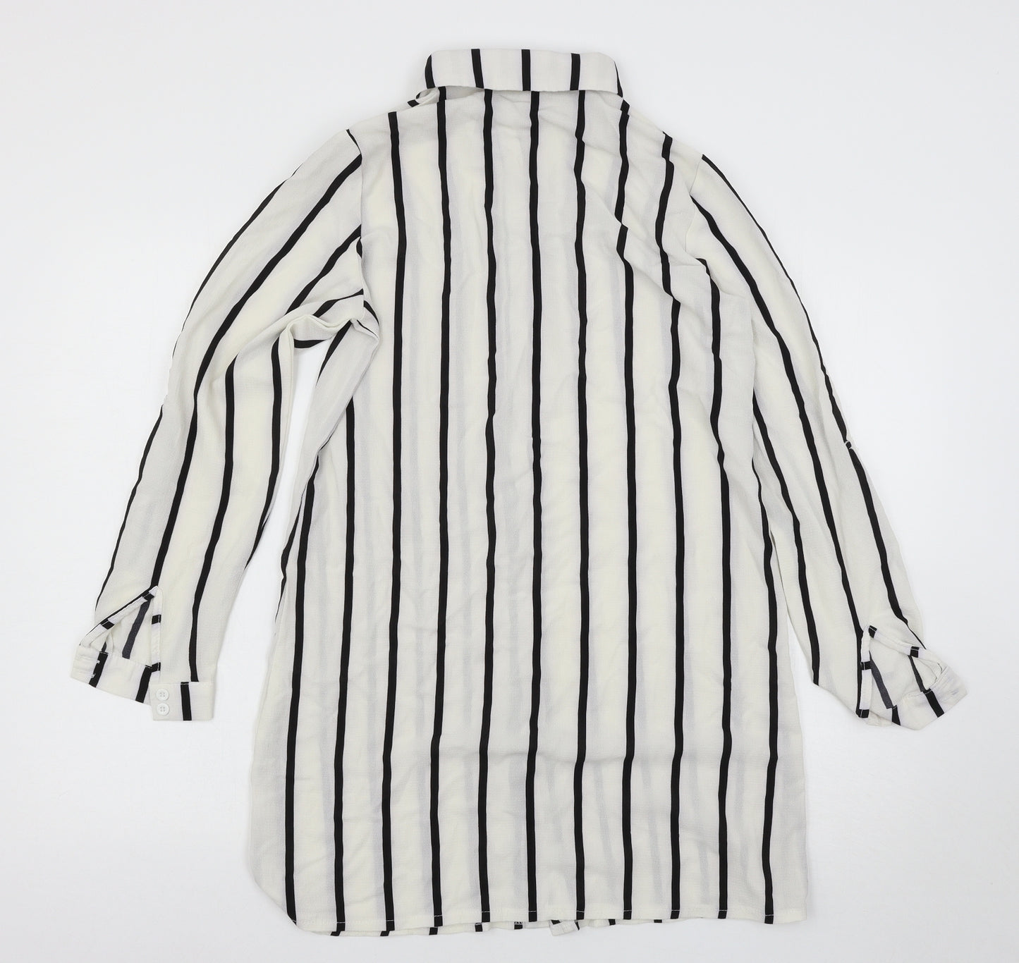 Parisian Collection Womens White Striped  Shirt Dress  Size 8
