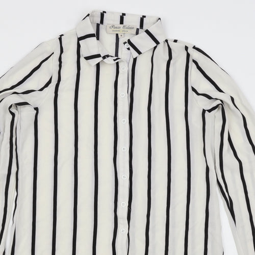 Parisian Collection Womens White Striped  Shirt Dress  Size 8