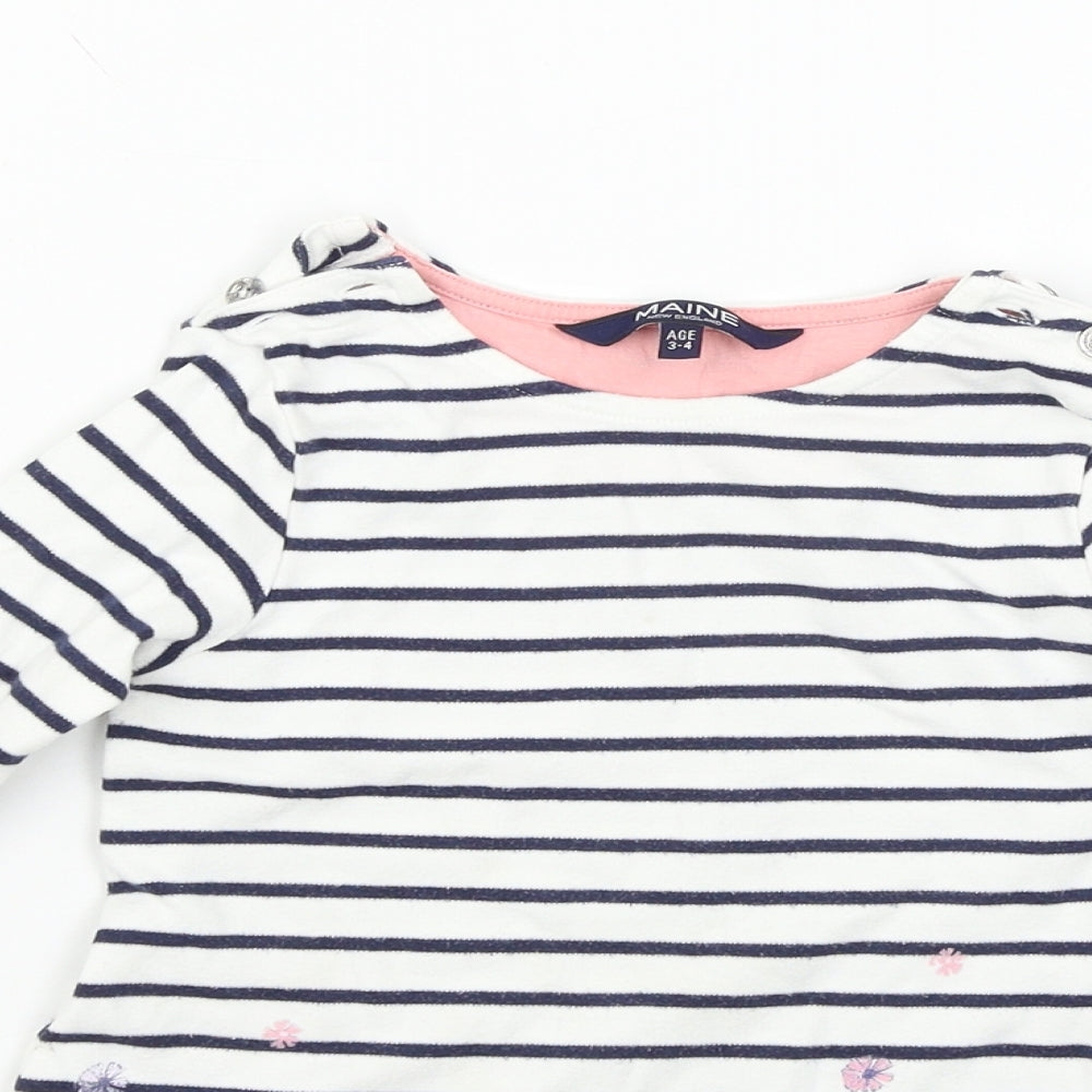 Maine New England Girls Multicoloured Striped  T-Shirt Dress  Size 3-4 Years