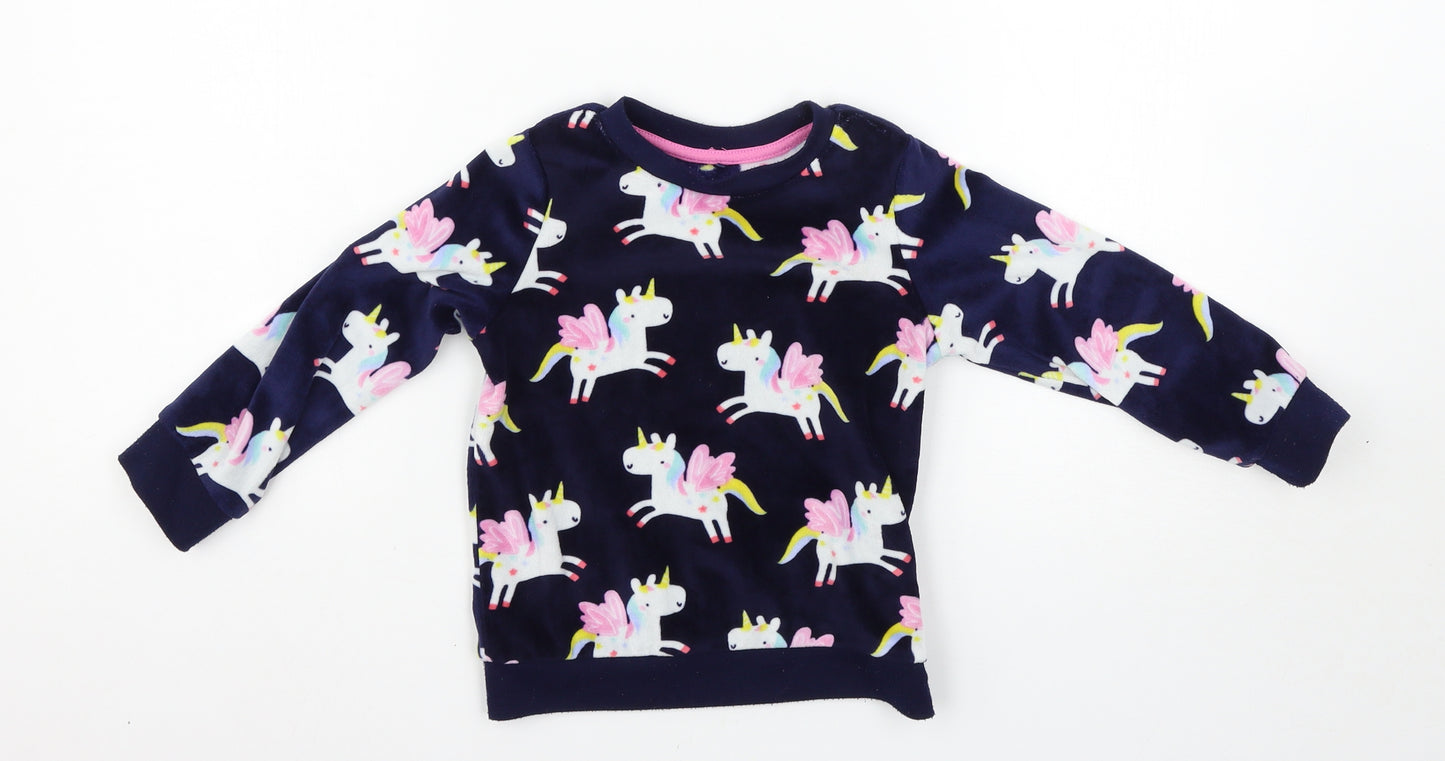 George Girls Blue Solid  Top Pyjama Set Size 3-4 Years