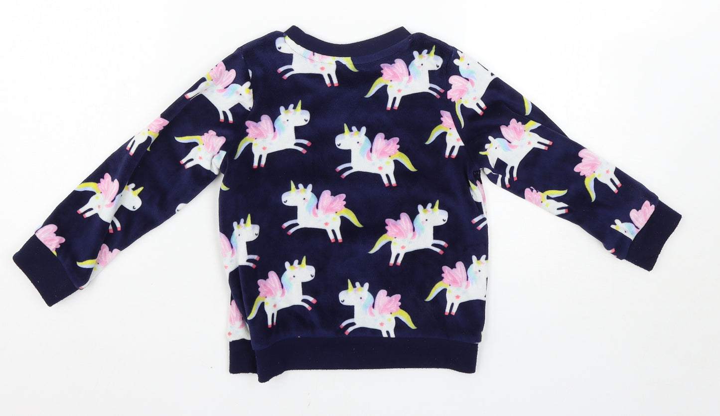 George Girls Blue Solid  Top Pyjama Set Size 3-4 Years