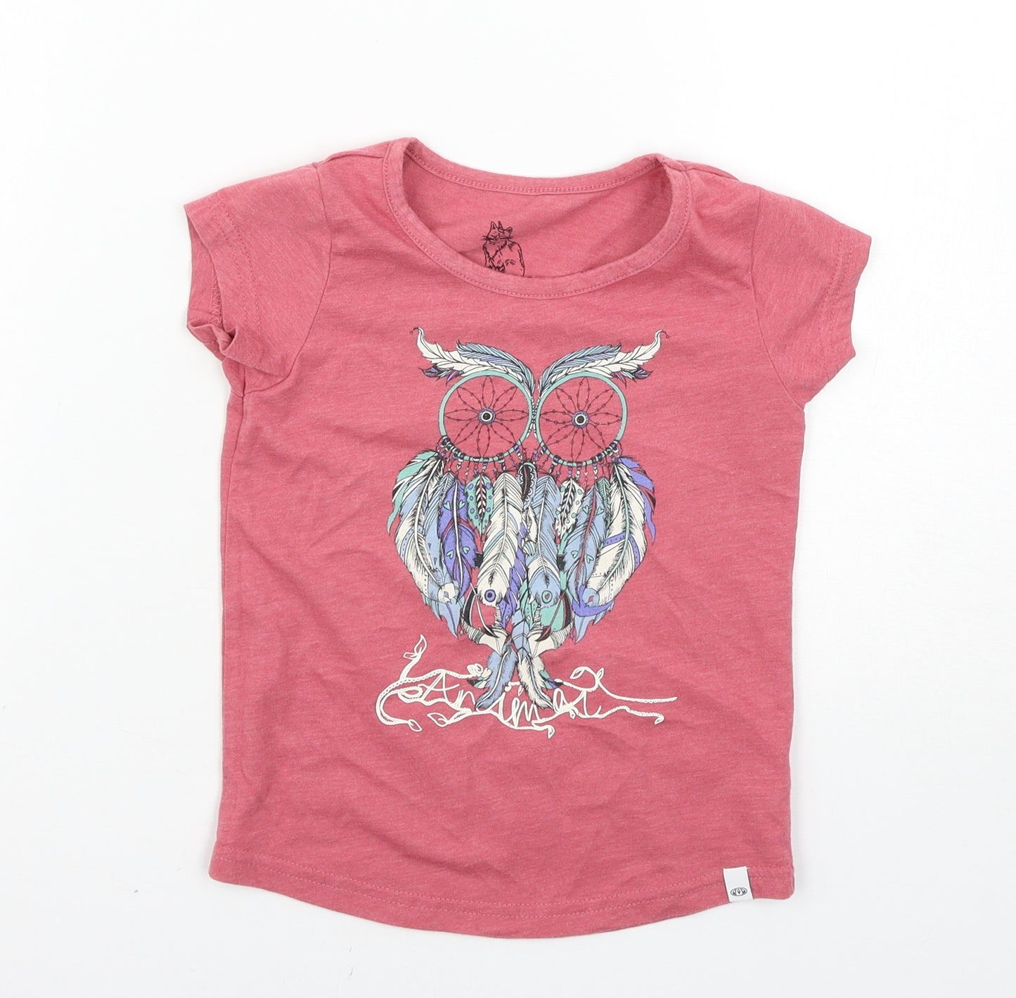 Animal Girls Pink   Basic T-Shirt Size 3-4 Years