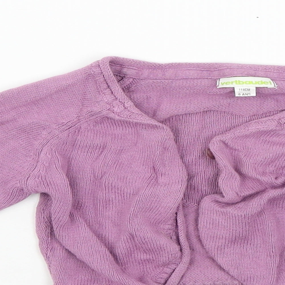 Vertbaudet Girls Purple   Cardigan Jumper Size 6 Years