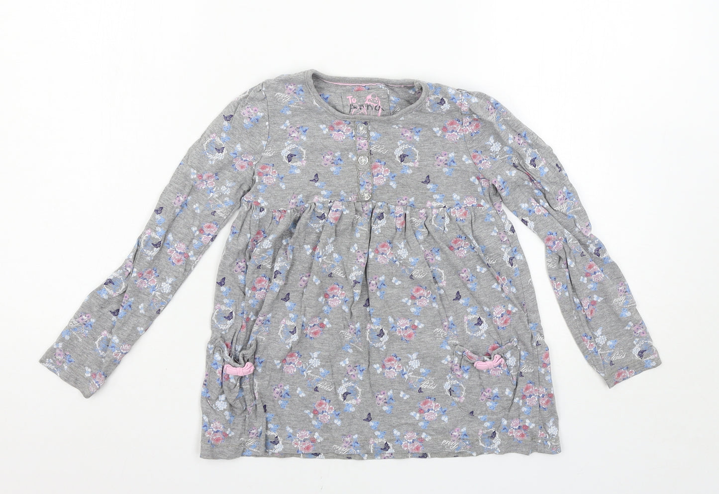 TU Girls Grey Floral  Basic Casual Size 7 Years