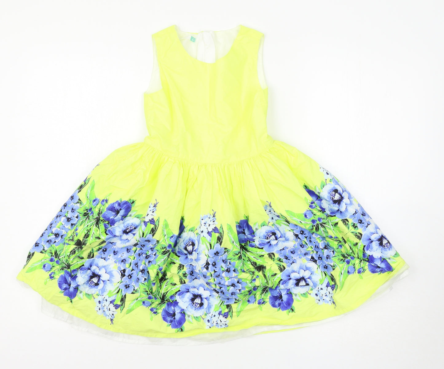 John Lewis Girls Yellow Floral  Tank Dress  Size 6 Years