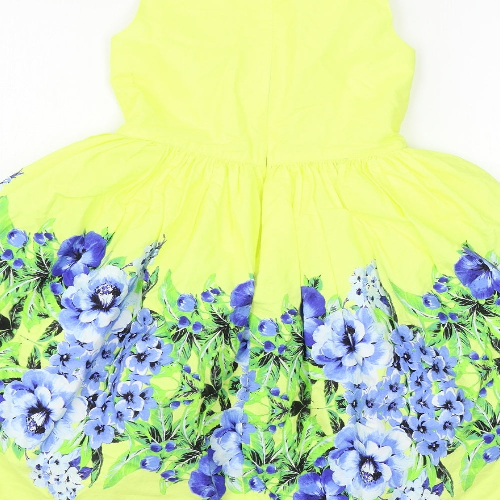 John Lewis Girls Yellow Floral  Tank Dress  Size 6 Years