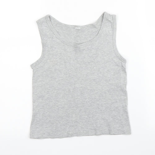Preworn Boys Grey   Basic Tank Size 6-7 Years