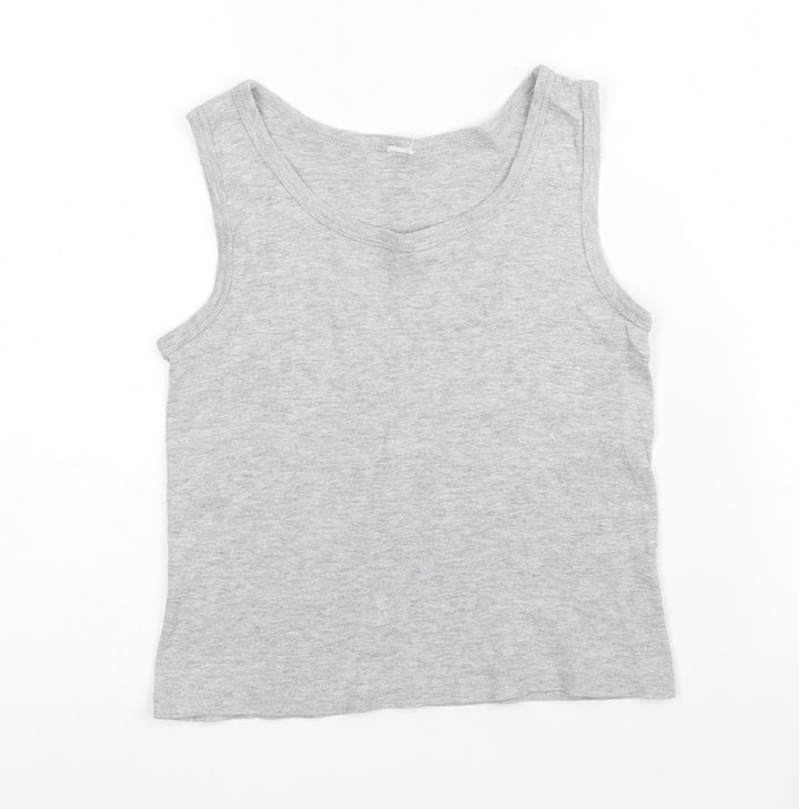 Preworn Boys Grey   Basic Tank Size 6-7 Years