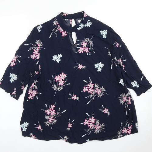 Apricot Womens Blue Floral  Basic Blouse Size 10