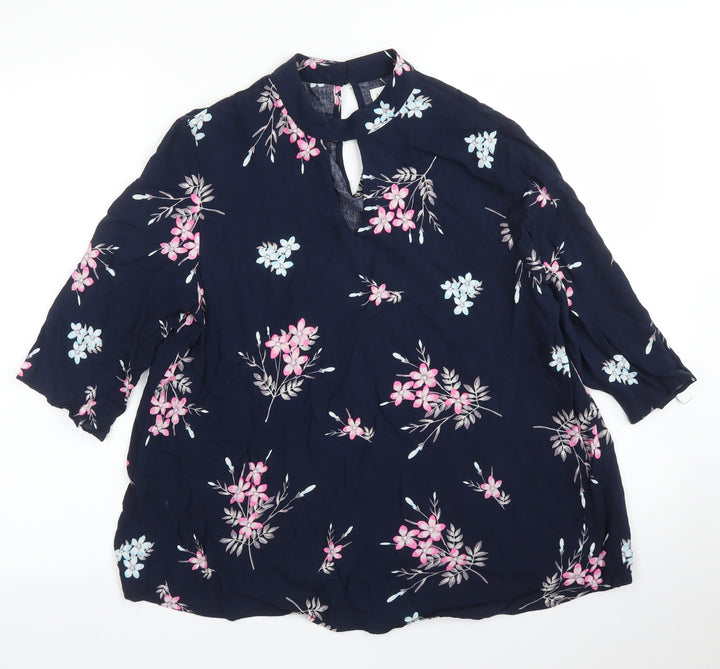 Apricot Womens Blue Floral Basic Blouse Size 10