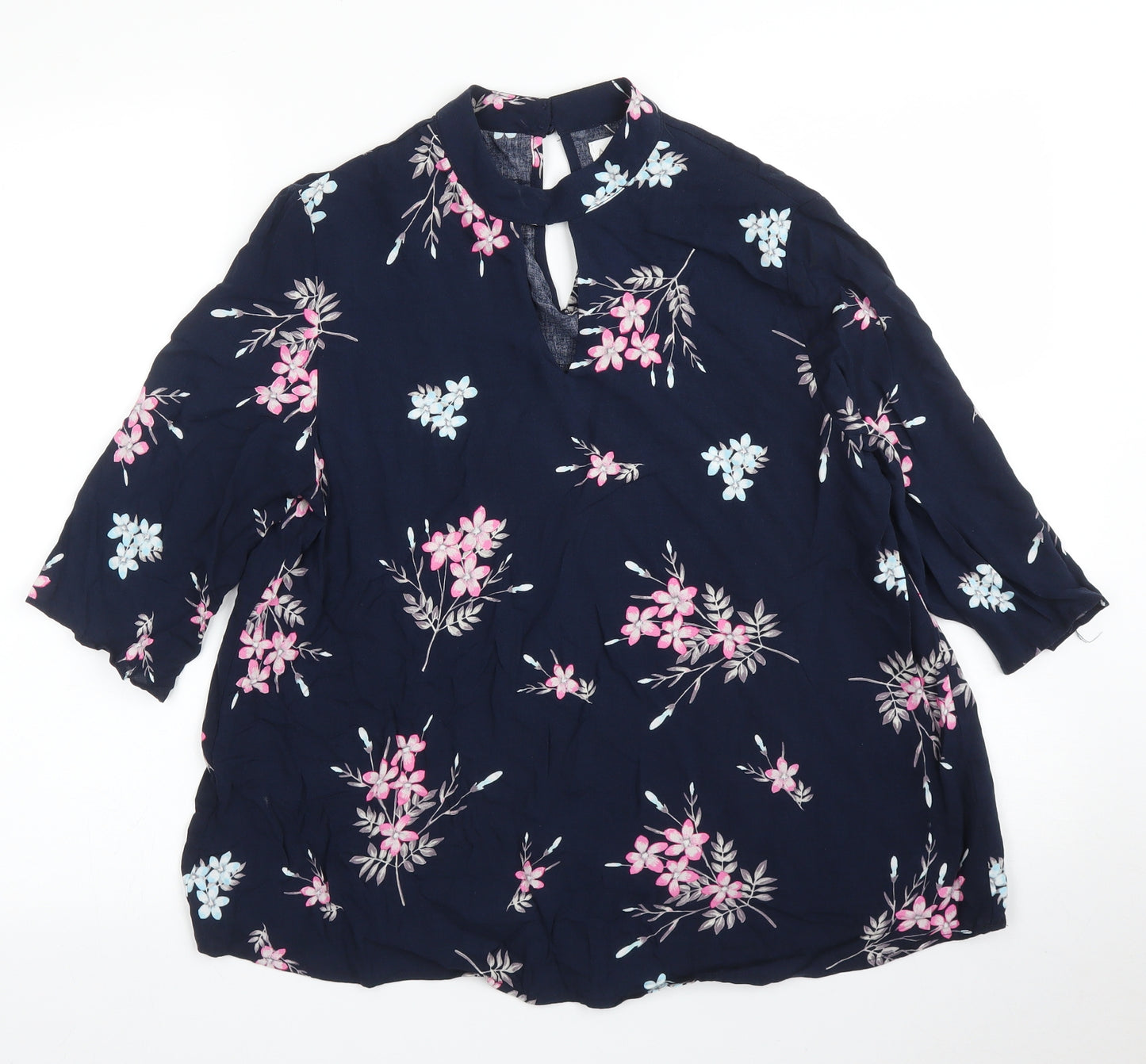 Apricot Womens Blue Floral  Basic Blouse Size 10