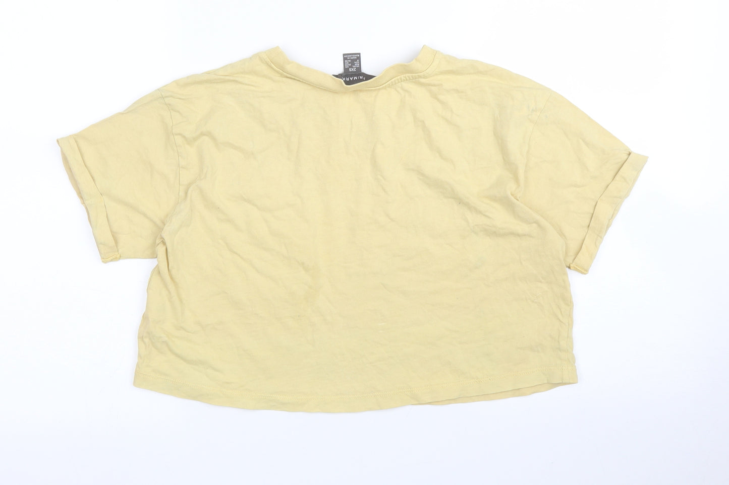 Primark Womens Yellow   Cropped T-Shirt Size 2XS