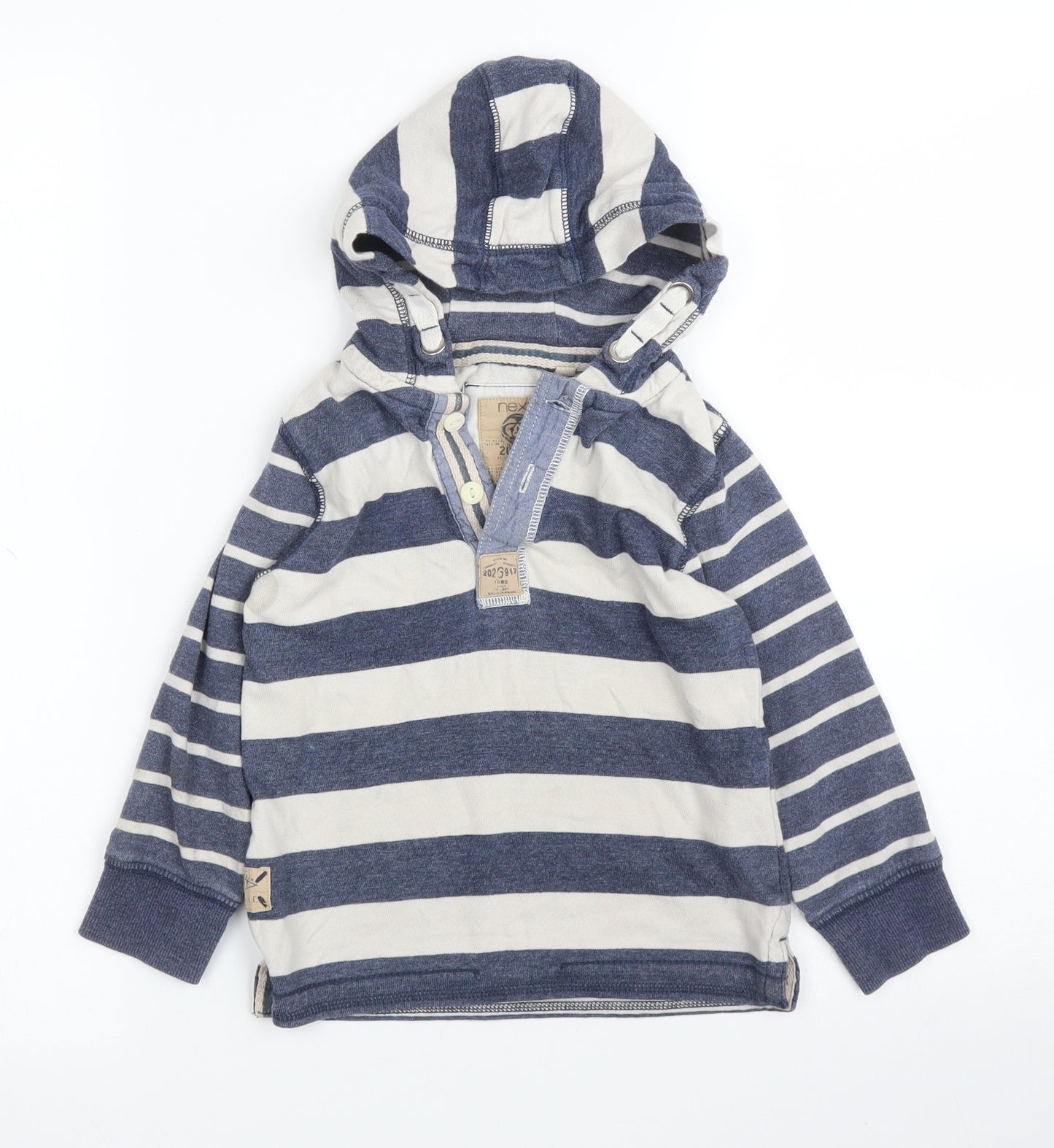 NEXT Boys Blue Striped  Pullover Hoodie Size 3 Years