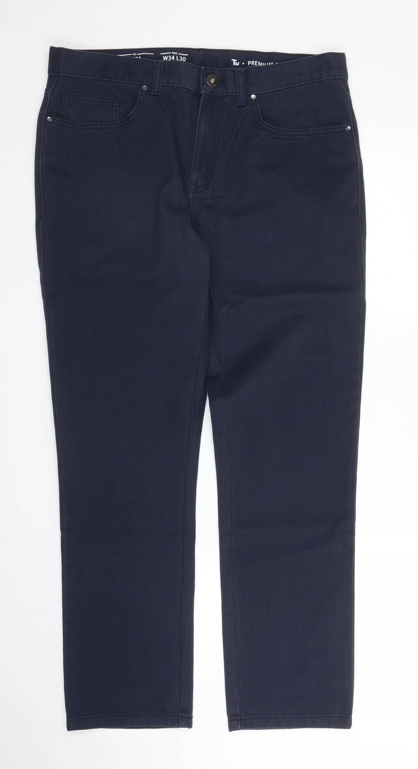TU Mens Blue  Denim Straight Jeans Size 34 in L30 in