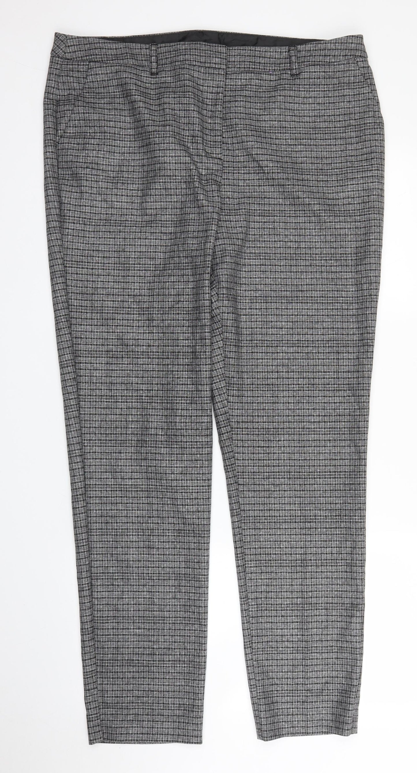 TU Womens Grey Check  Trousers  Size 16 L31 in
