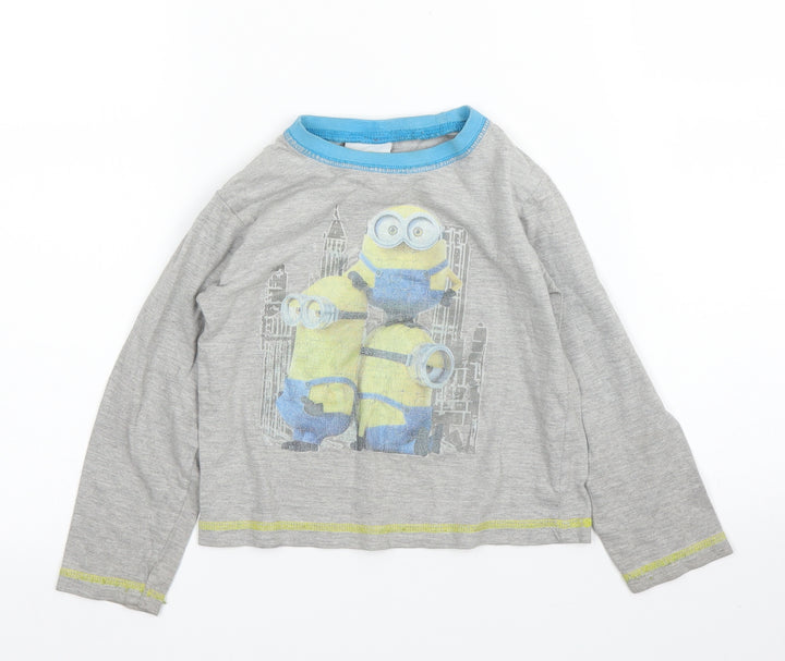Minions Boys Grey Solid Pyjama Set Size 3 Years