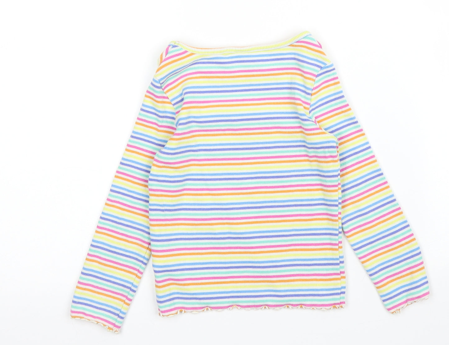 NEXT Girls Yellow Striped  Basic T-Shirt Size 2 Years