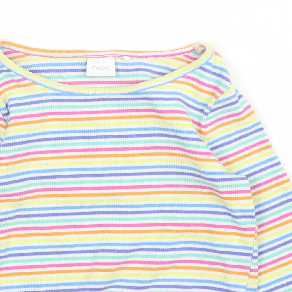 NEXT Girls Yellow Striped  Basic T-Shirt Size 2 Years