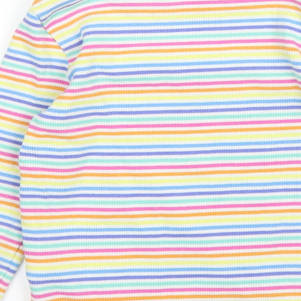 NEXT Girls Yellow Striped  Basic T-Shirt Size 2 Years