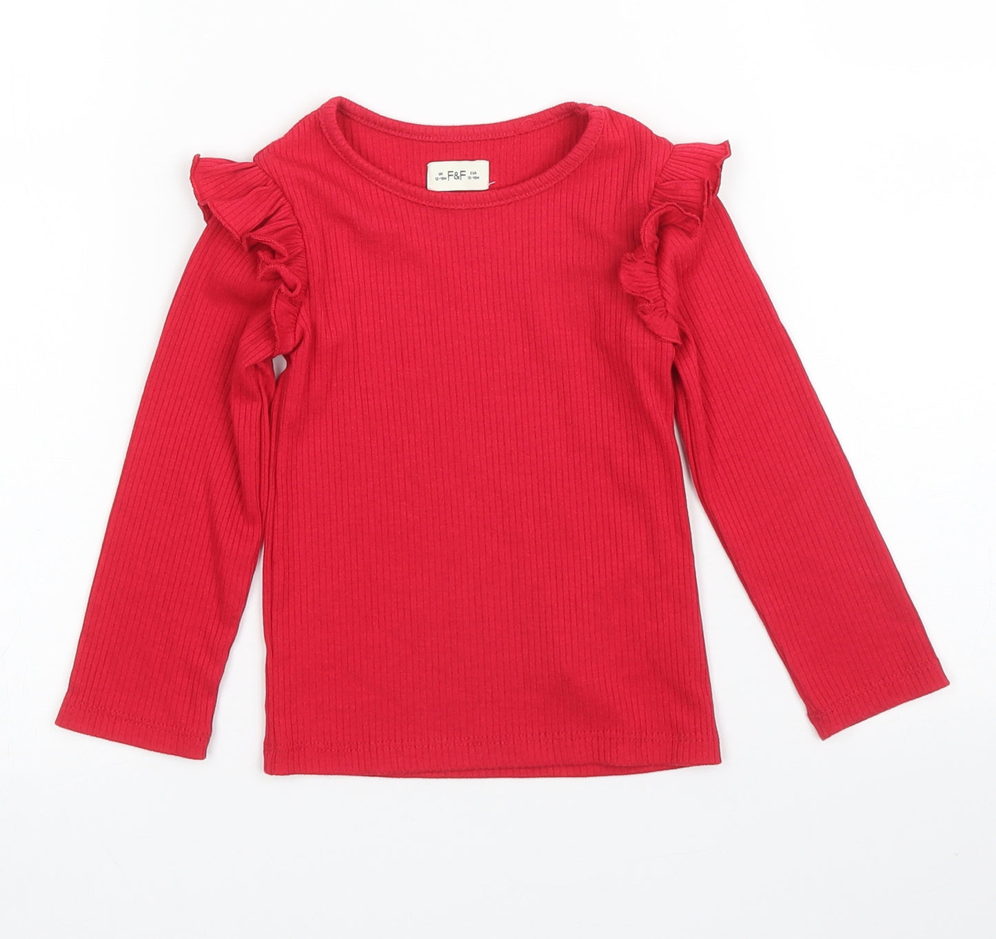 F&F Girls Red   Basic T-Shirt Size 12 Months