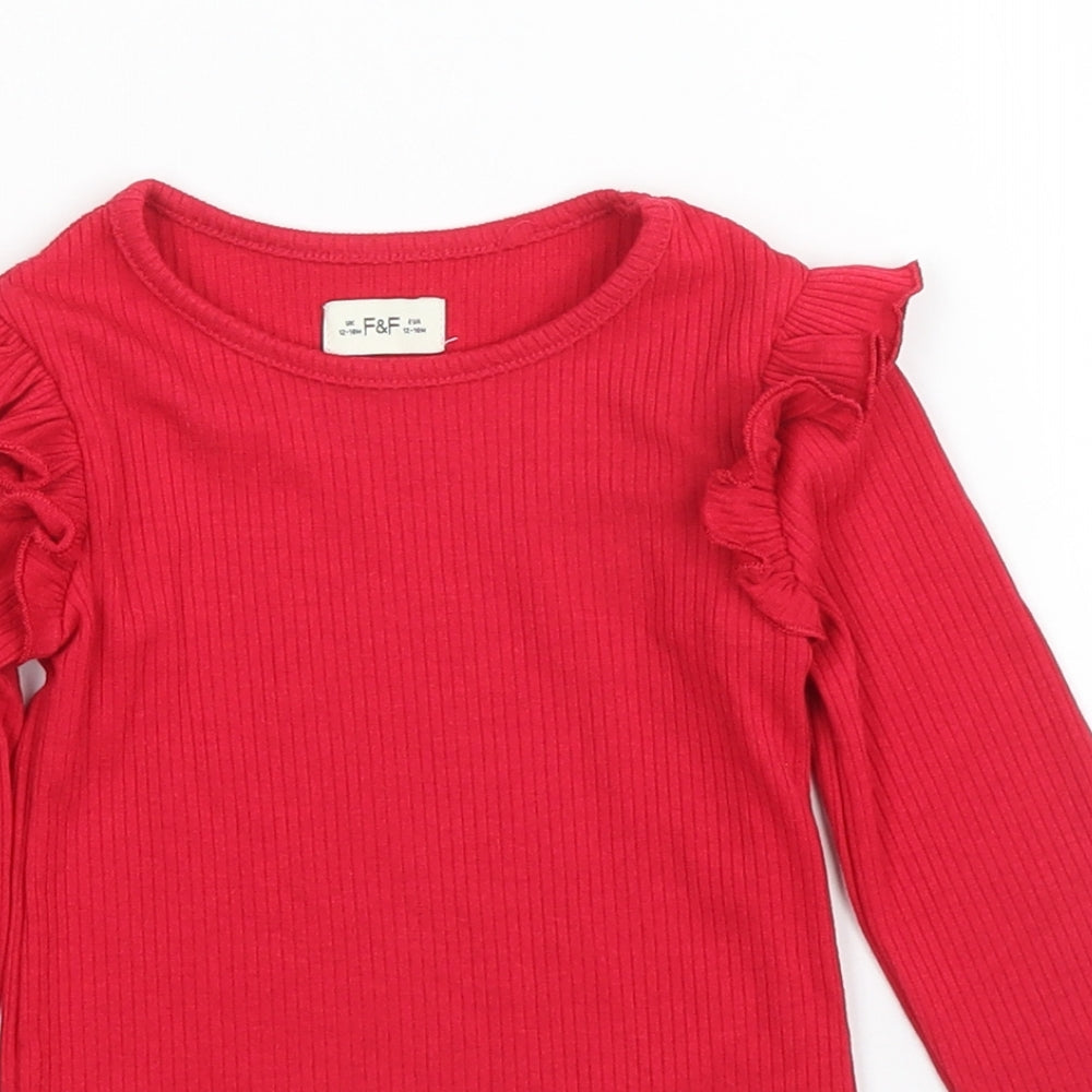 F&F Girls Red   Basic T-Shirt Size 12 Months