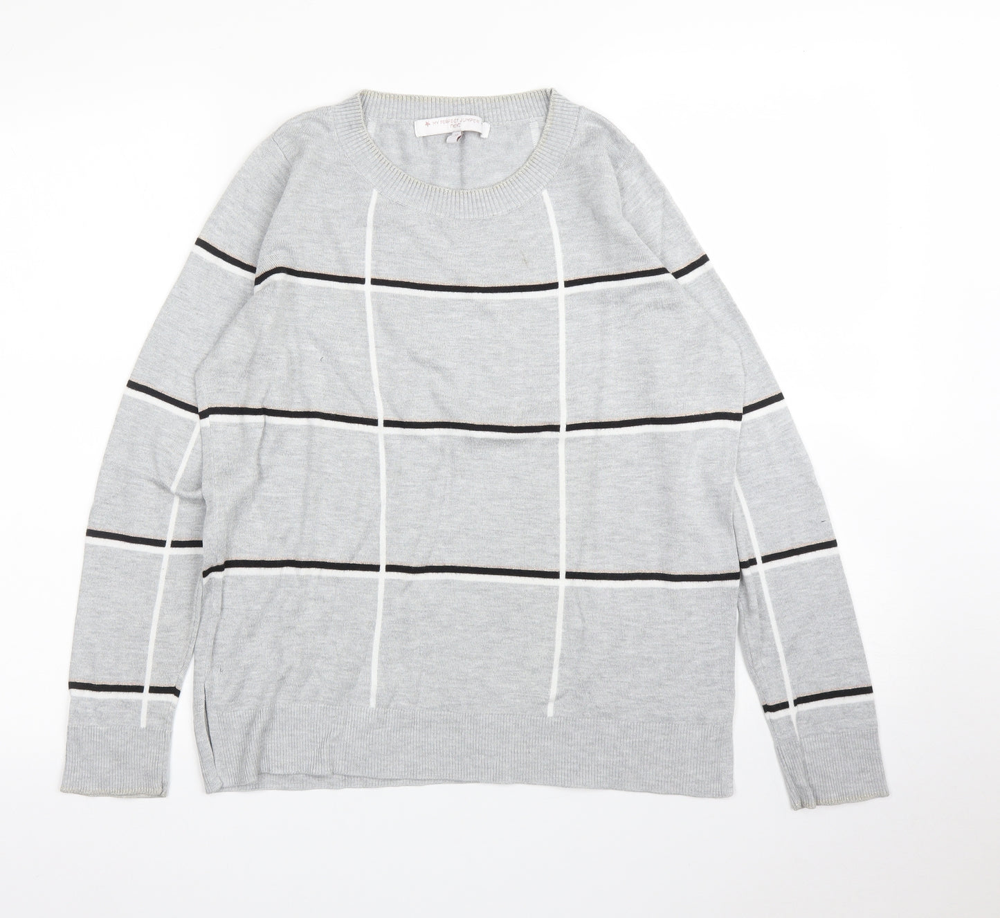 NEXT Womens Grey Check  Pullover Jumper Size 12