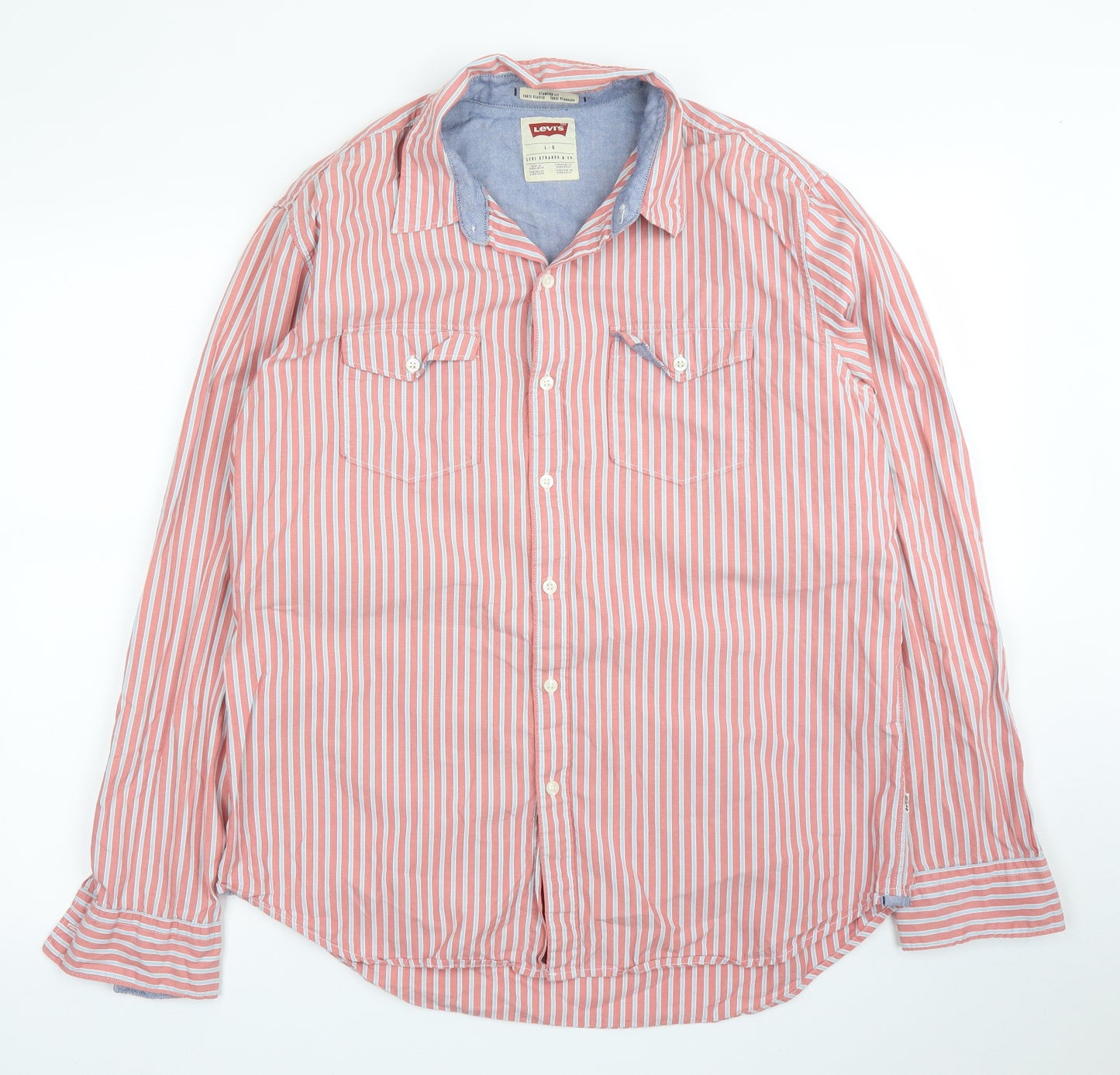 Levi's Mens Pink Striped   Button-Up Size L